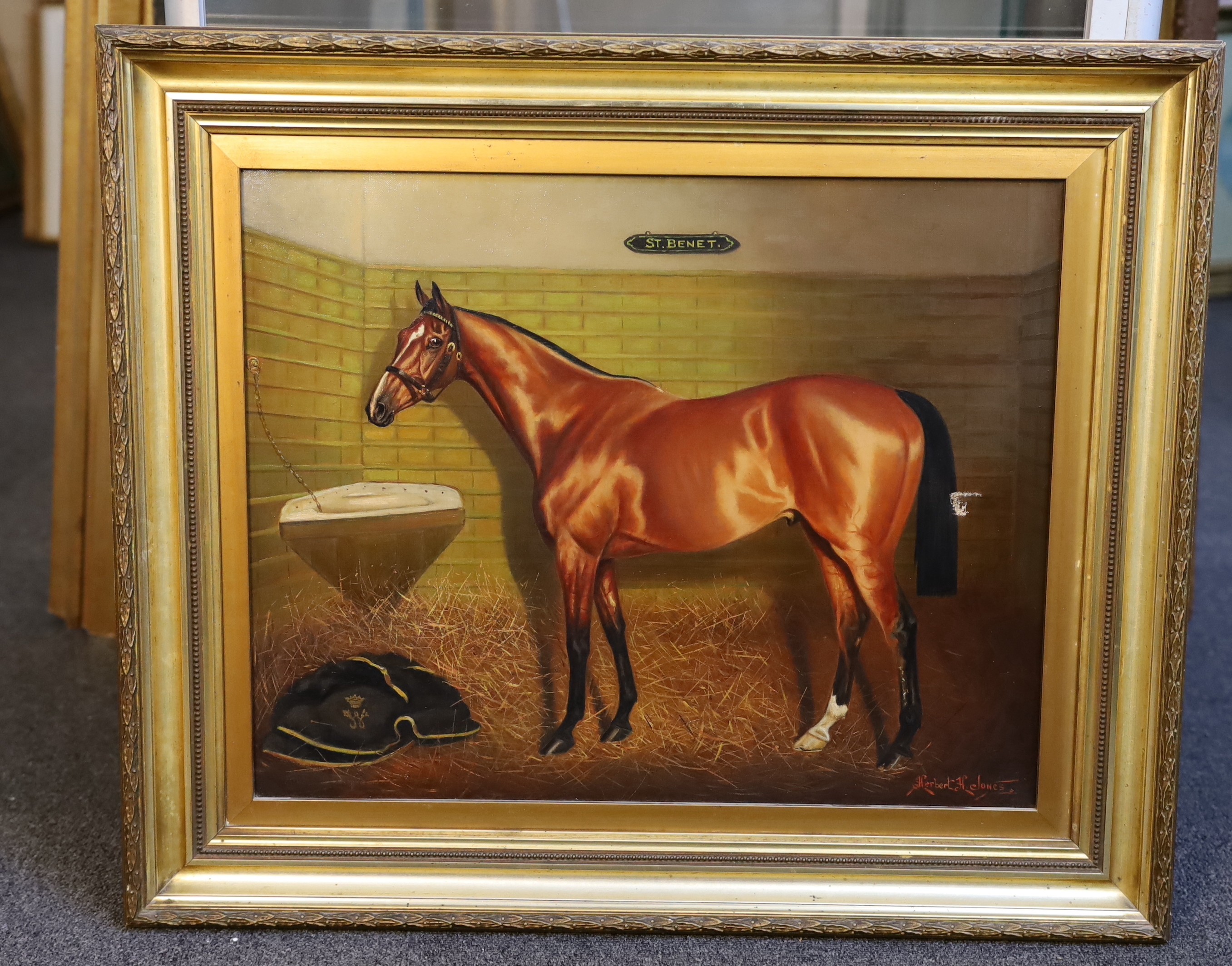 Herbert St. John Jones (fl.1905-1923), Horse portraits of St Benet and Rydal Head, painted from life, pair of oils on canvas, 41 x 51cm